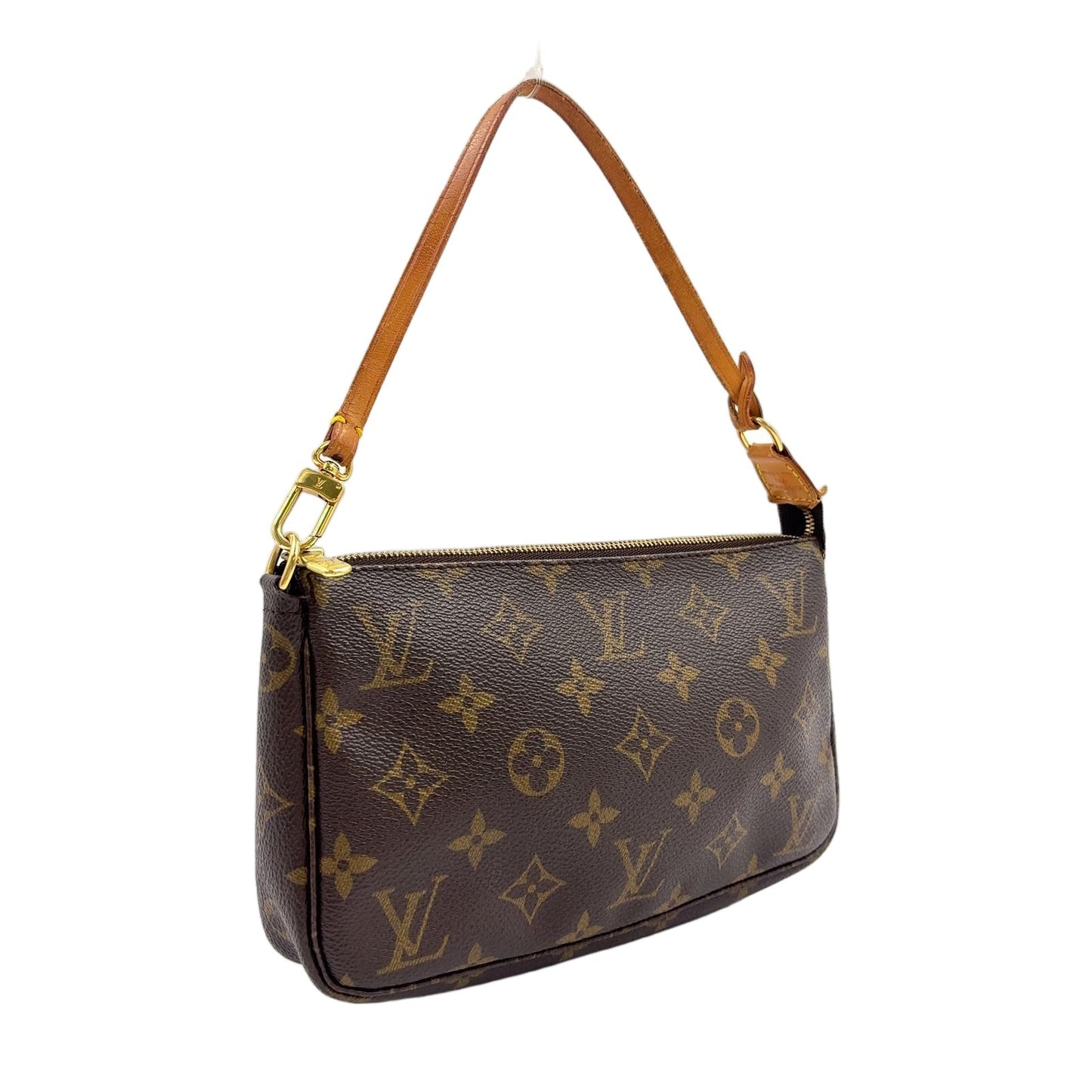 Louis Vuitton Pochette Monogram Leather Brown Light Handbag Gold — view 2