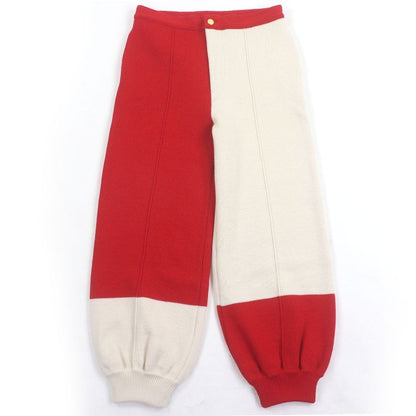 Gucci 100% Wool Bicolor Knit Pants Bottoms Red Ivory