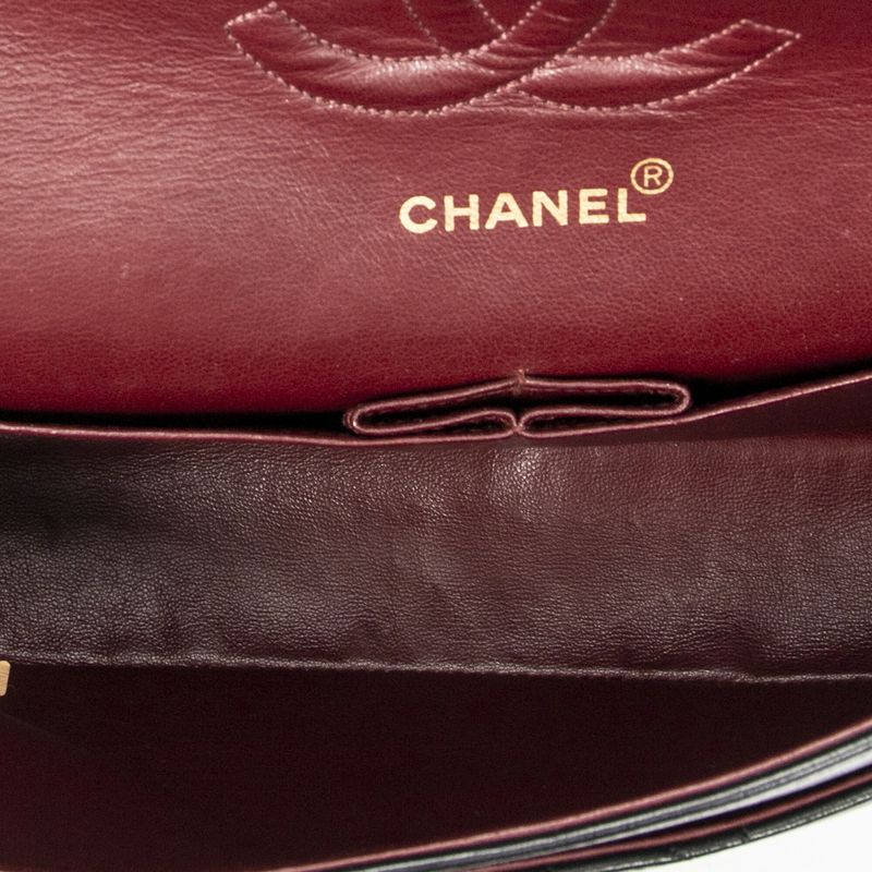 Chanelmatelasse W Flap Black Matelasse Lambskin Leather A