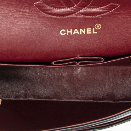 Chanelmatelasse W Flap Black Matelasse Lambskin Leather A