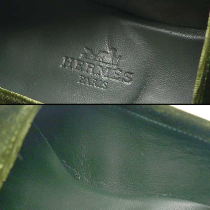 Hermes Moccasins Paris Velours 36.5 Women's Green And Gold Hardware