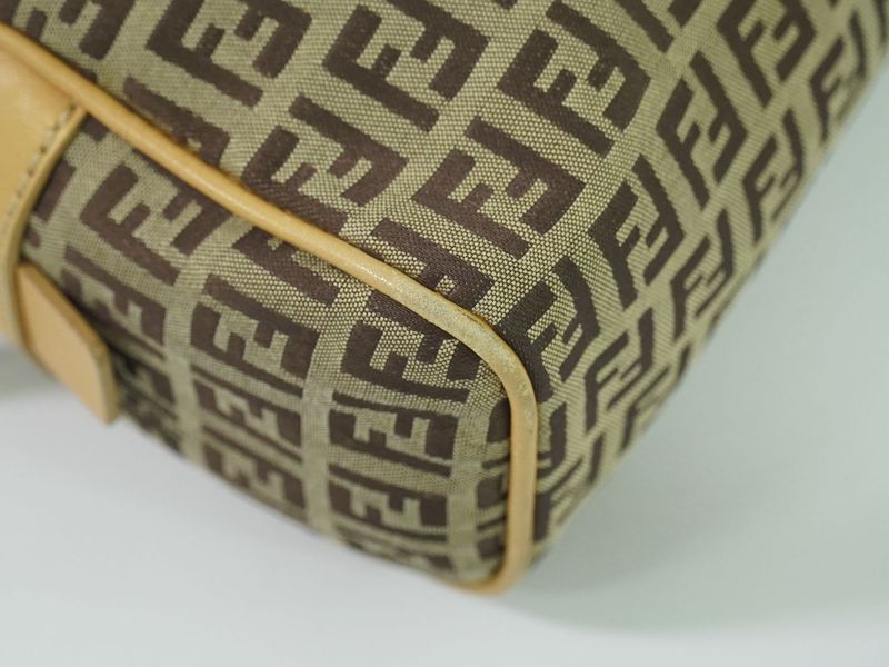 Object Fendi Zucchino Handbag Canvas Beige 8bl006 Zucchino Bag Pre-owned