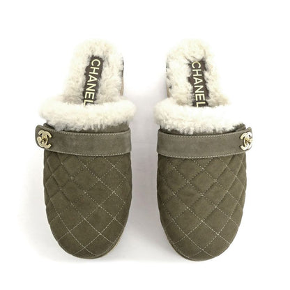 Chanel 21B Clog Sabot Sandals Khaki Gdhardware G45183 Size 36 Shoes