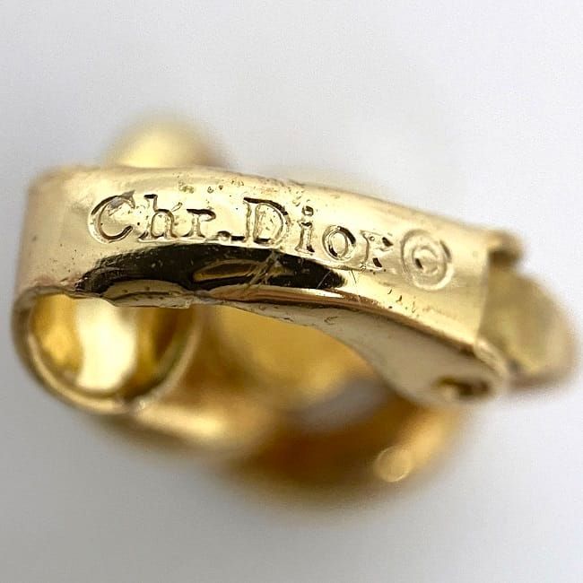 Christian Dior Earrings Gold With Clear Stones