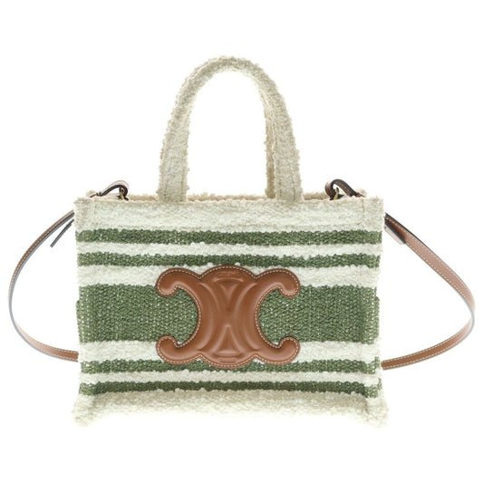 Celine Triomphe Small Ruka Thais 2-Way Shoulder Bag Ivory Green