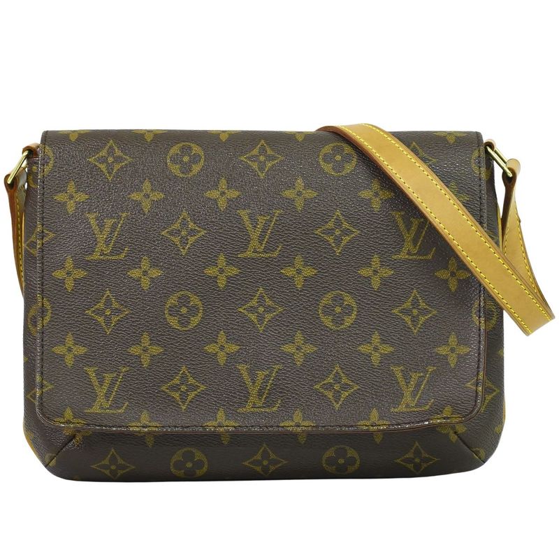 Authentic Louis Vuitton LV Musette Tango Short Monogram Shoulder Bag Brown