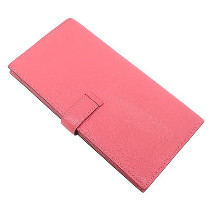 Hermes Long Wallet Bearn Souffle Chèvre Rose Lipstick Gold Hardware Bifold