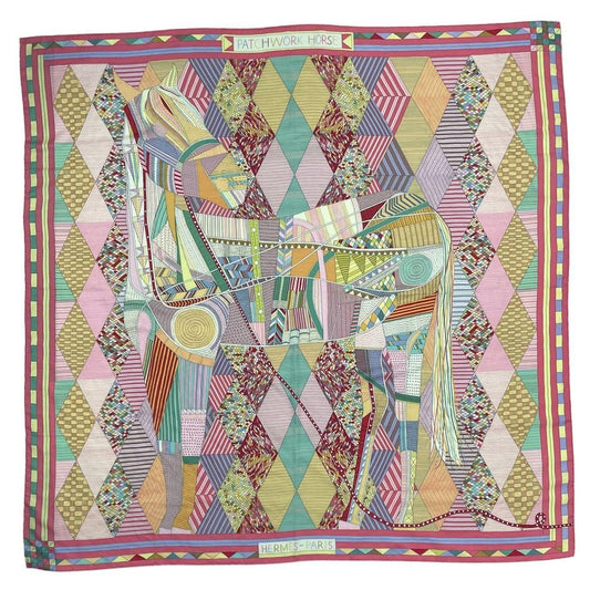 Hermes Carre Geant 140 Large Shawl Patchwork Horse Cashmere