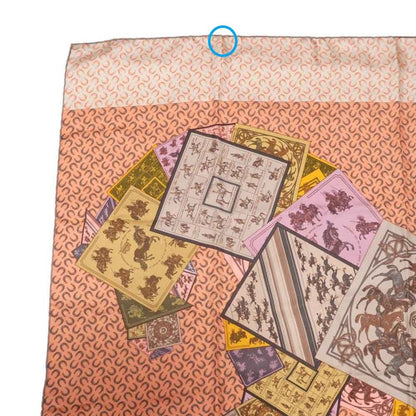 Hermes Carre 90 Scarf Cheval Sur Mon Carre 100% Silk Pink Accessory
