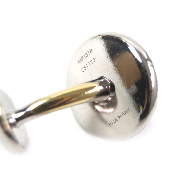 Louis Vuitton Mp1318 Logo Engraved Metal Cufflinks Button Cufflinks Silver With