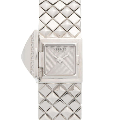 Hermes Watch Medall Mini Silver 18K White Gold
