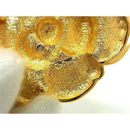Christian Dior Gold Metal Rhinestone Flower Motif — view 2