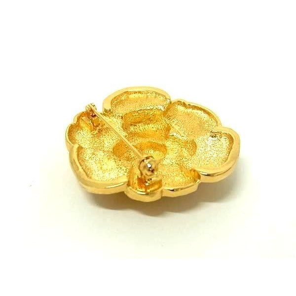 Christian Dior Gold Metal Rhinestone Flower Motif — view 3
