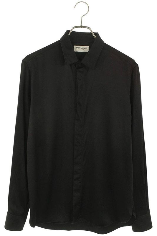 Saint Laurent Paris 646850 Y1h54 Silk Long Sleeve Shirt Men's 37
