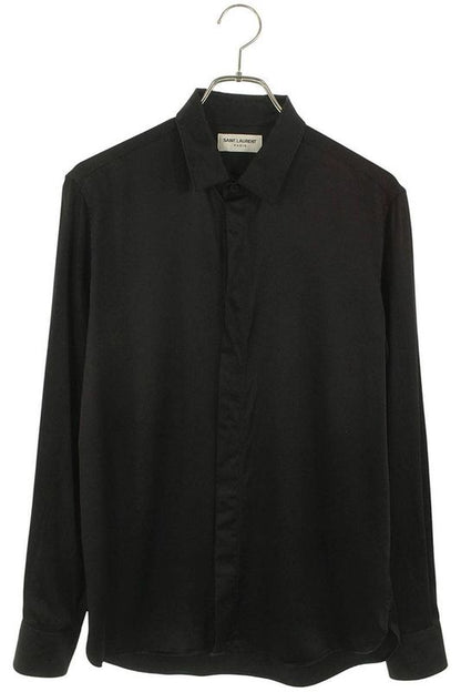 Saint Laurent Paris 646850 Y1h54 Silk Long Sleeve Shirt Men's 37