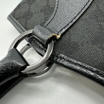 Gucci 113015 Handbag GG Canvas Leather Black Ladies Men Fashion Gift