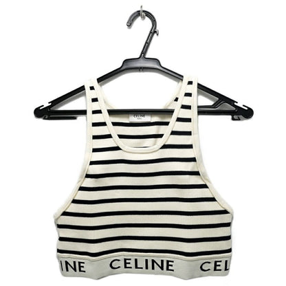 Celine Tank Top Border Black White L Logo Knit