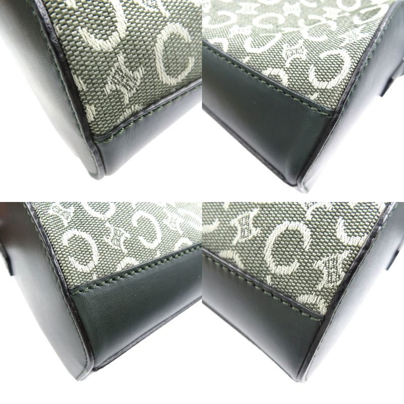 Celine C Macadam Pattern Canvas Leather Gold Hardware Olive Green Shoulder Bag