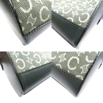 Celine C Macadam Pattern Canvas Leather Gold Hardware Olive Green Shoulder Bag