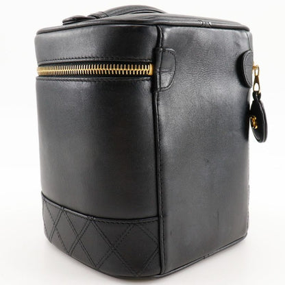 Chanel Vanity Handbag Vintage Lambskin Black Ladies Pouch