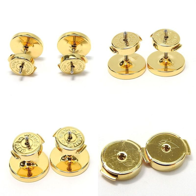 Hermes Stud Earrings Chaine D'ancre White Gold Plated GP 4.7 g Accessory