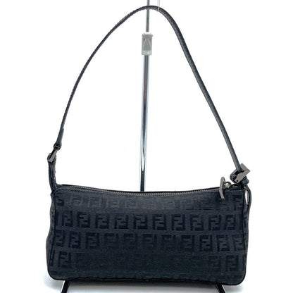 Fendi 8br249 Zucchino Accessory Pouch Mini Bag Canvas Leather Black Women