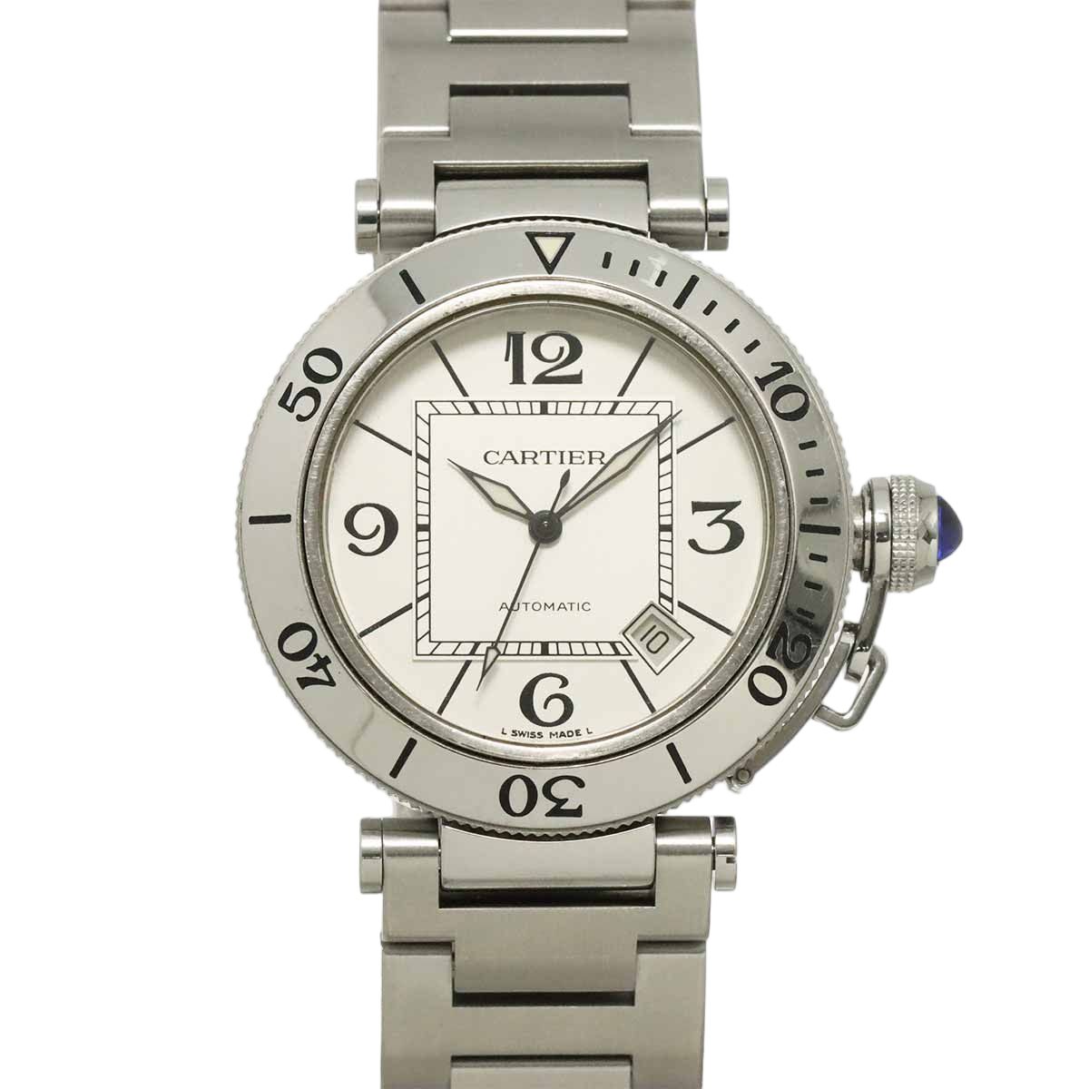 Cartier Pasha Seatimer Watch Date Silver Automatic