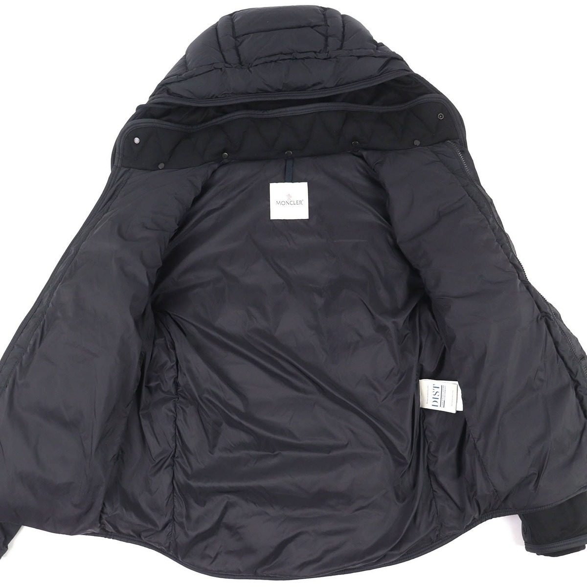 Moncler Ryan Leather Logo Patch Wool Contrast Hooded Down Jacket Black 3 — view 3