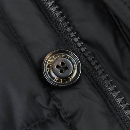 Moncler Ryan Leather Logo Patch Wool Contrast Hooded Down Jacket Black 3 — view 6