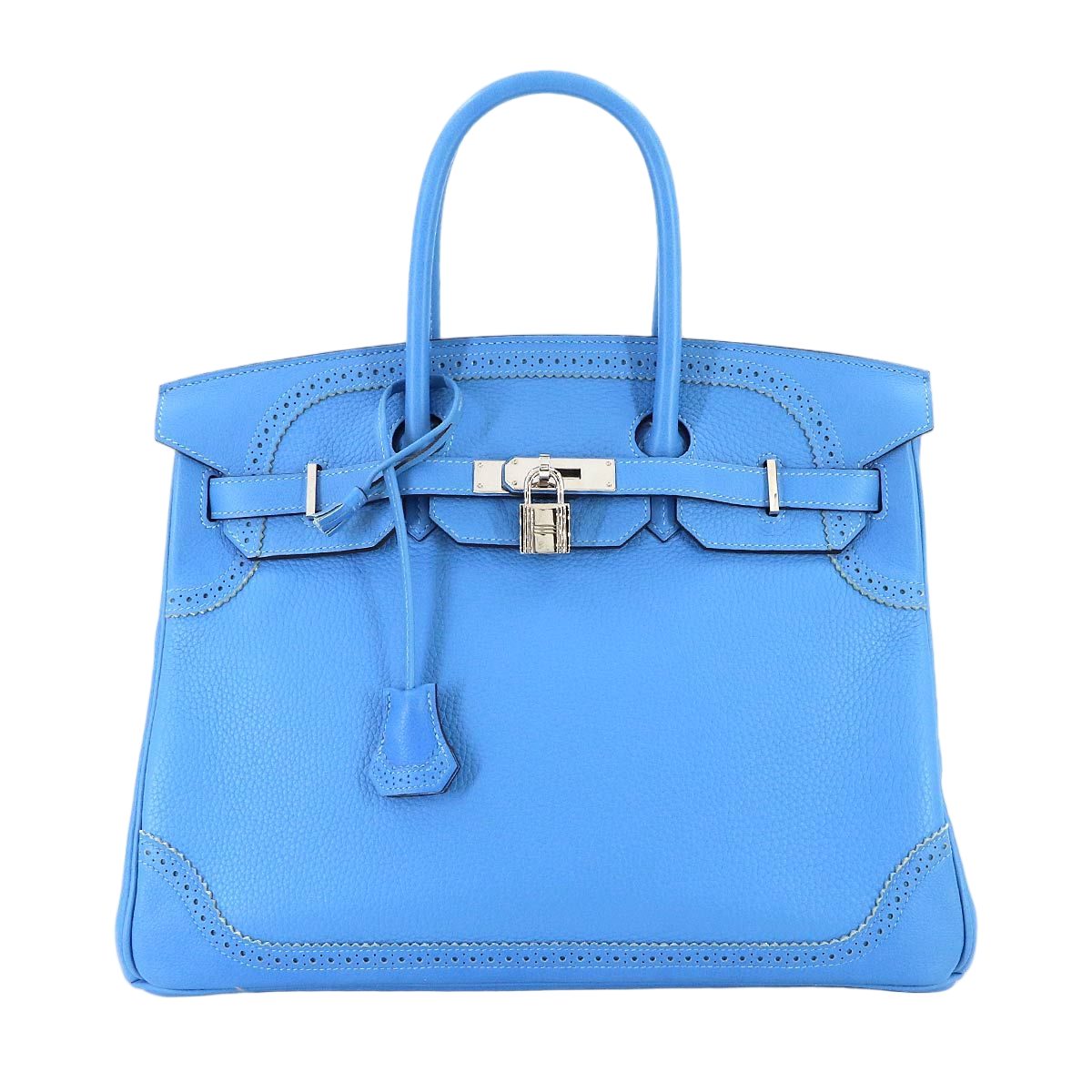 Hermes Birkin 35 Ghillies Taurillon Clemence Ever Color Blue Paradise Hand