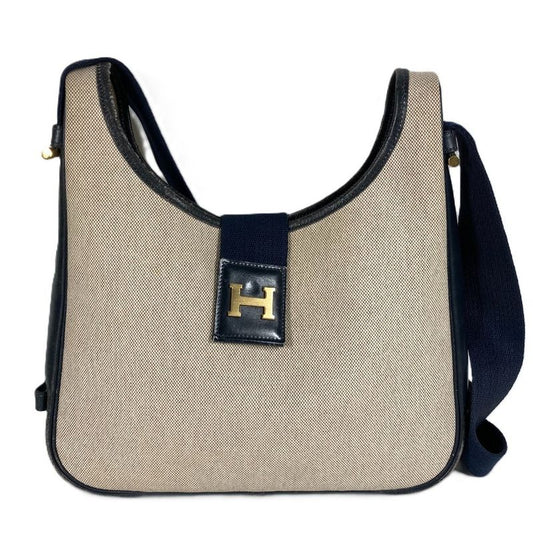 Hermes Shoulder Bag Sako H Logo Toile Ash Navy