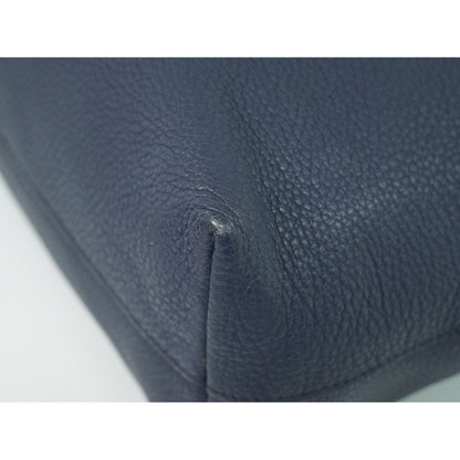 Prada Leather 2-Way Shoulder Bag Tote Navy — view 4