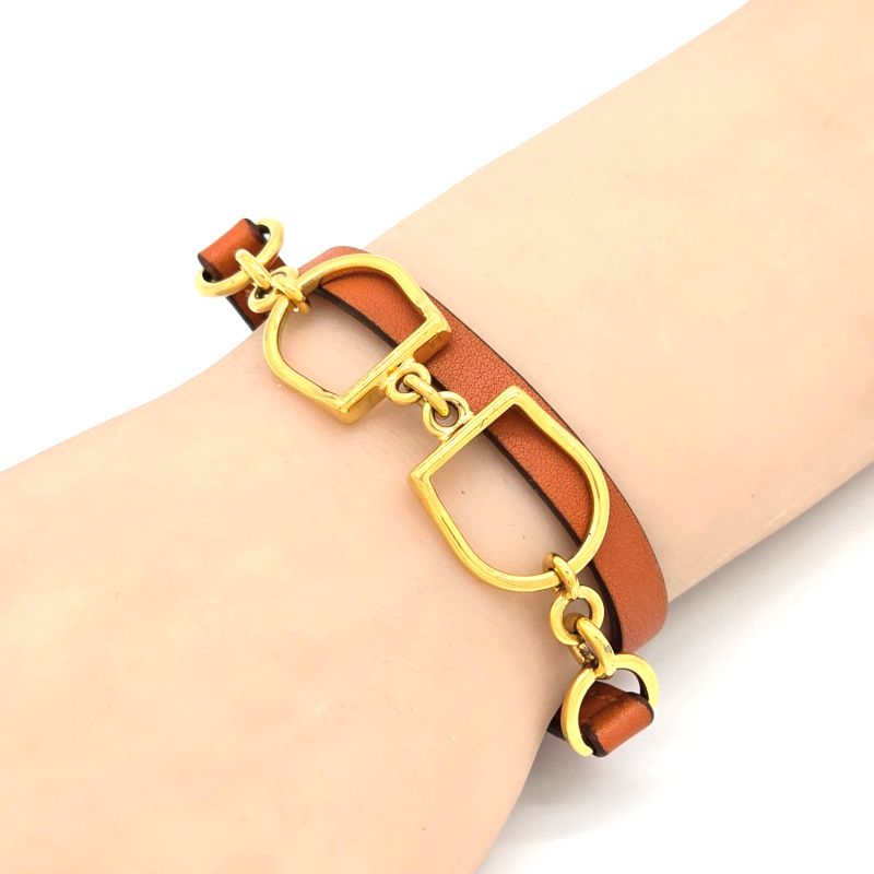 Hermes Leather Bracelet Ettelier Dubreuter Double Winding T2 Arm Circumference