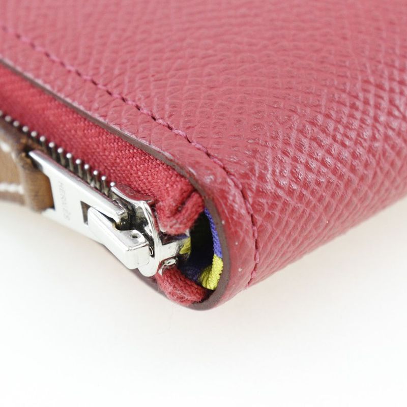 Hermes Azap Silk-in-long Vaux-epson And Silk Bougainvillea Red/purple X Ladies