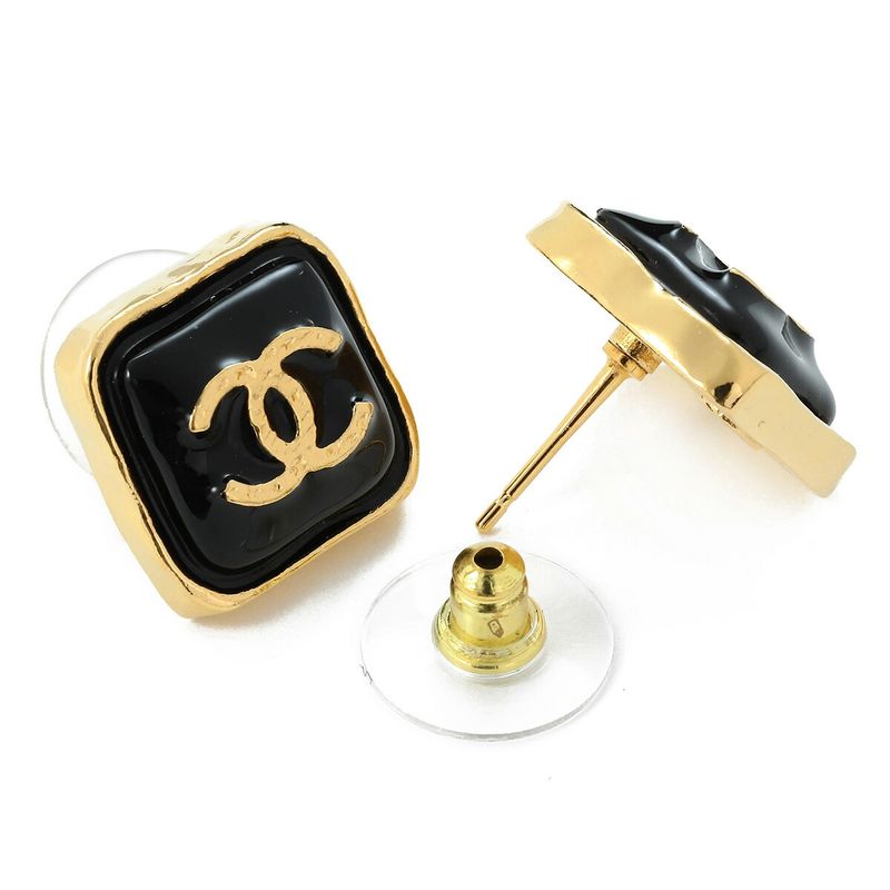 Chanel Earrings Square Earrings Gold/black