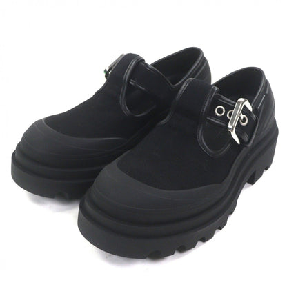 Bottega Veneta Trek Meri Jane Canvas Leather Shoes Loafers Black 42
