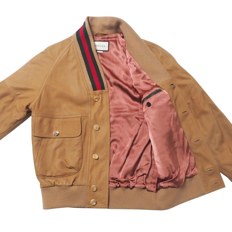 Gucci Sherry Line Jacket Size 44 Goat Leather Goat Leather Jacket Blouson