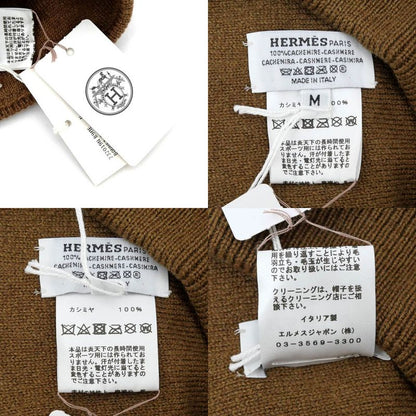 Hermes Knit Hat Beanie Brown Pink M Size Cashmere Hat Cap Women's