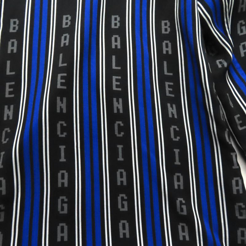 Balenciaga 20SS 658956 Striped Logo With Logo Button Oversized Long Sleeve