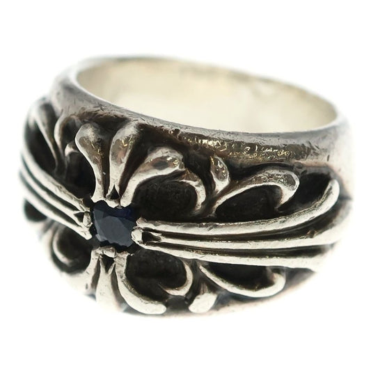 Chrome Hearts Flrl Crs Floral Cross One Point Saffiano Ring Silver