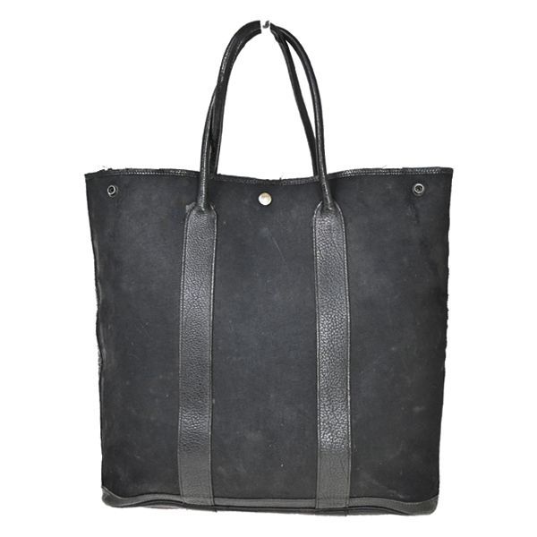 Hermes Garden File Tote Bag Canvas Leather Black ▢I 69fa285
