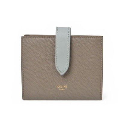 Celine Wallet Bifold Mini Strap Bicolor Gray Blue