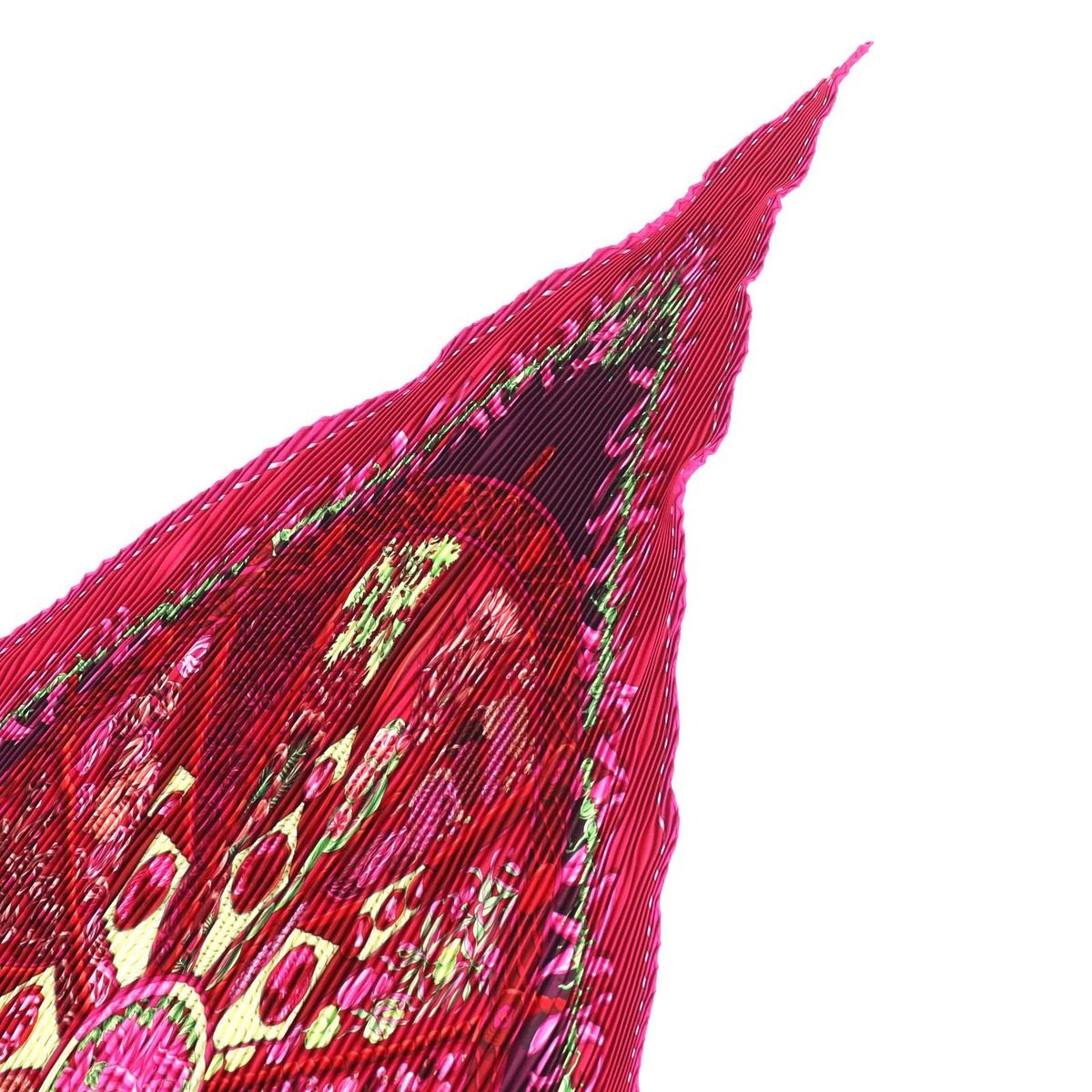 Hermes Pleated Carre Auxpays Des Epices in the Land of Spice Silk Magenta Scarf — view 3