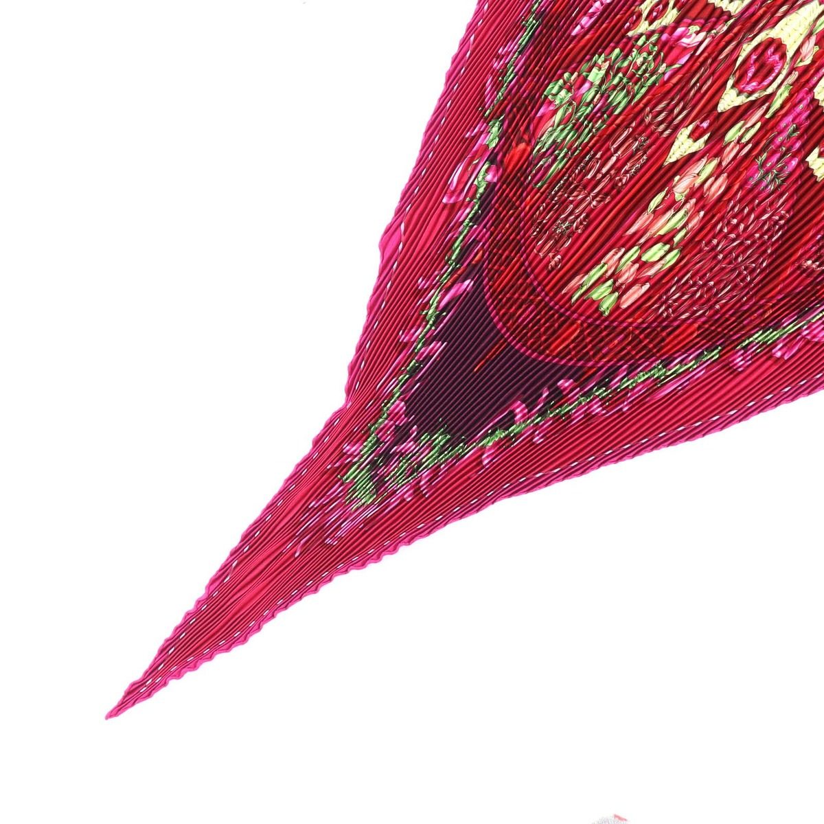 Hermes Pleated Carre Auxpays Des Epices in the Land of Spice Silk Magenta Scarf — view 5