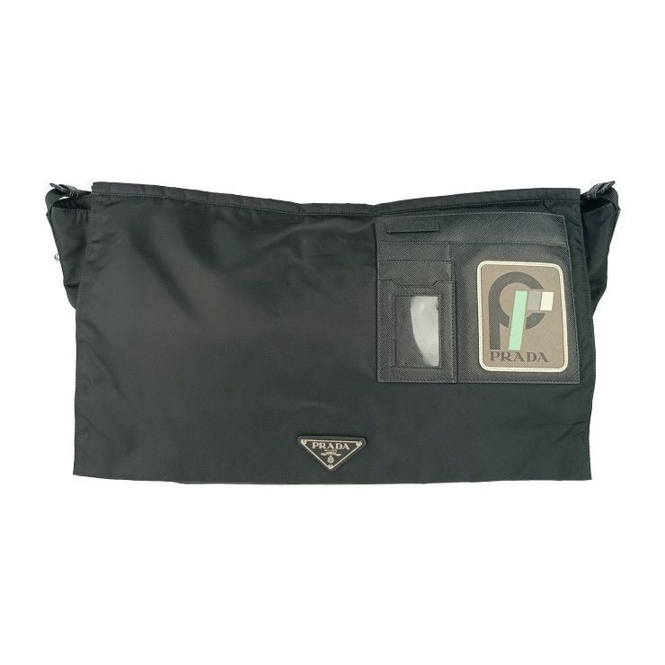 Prada Shoulder Bag Messenger 2 Vd013 Black Nylon Leather Flap