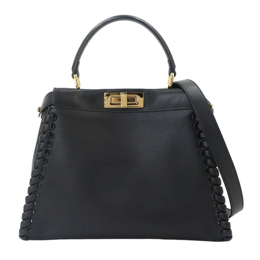Fendi Peekaboo 2-Way Bag Leather Nero Black Braided