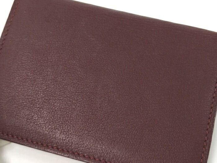 Cartier Mustline Card Case Business Card Holder Leather Bordeaux