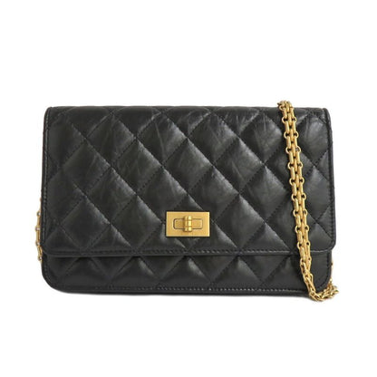 Chanel Quilted 2.55 Chain Wallet Aged Calfskin Antique Gold Hardware