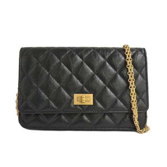 Chanel Quilted 2.55 Chain Wallet Aged Calfskin Antique Gold Hardware