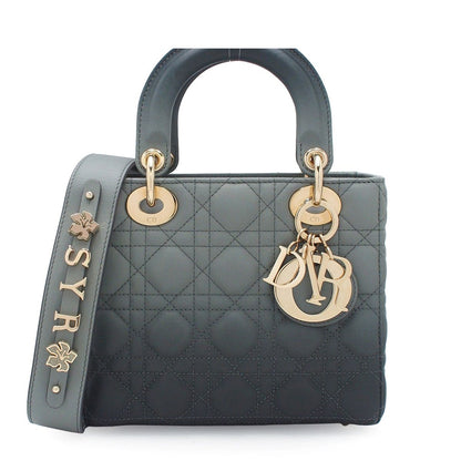Dior Lady Dior MY Abcdior Gradient Gray Gold Leather Small 2-Way Shoulder Bag